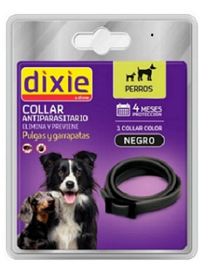 COLLAR PERRO ANTIPARASITARIO NEGRO DIXIE GS 58 CM (8)  NO USAR ES TABERDOG DIMPILATO