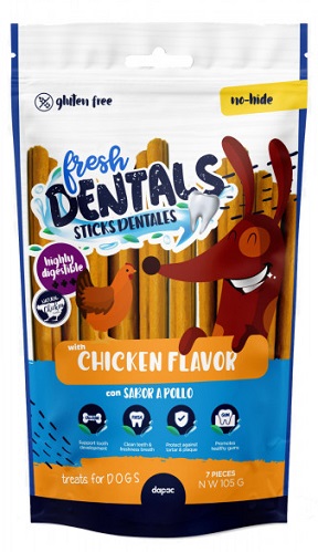 FRESH DENTALS STICKS PEQUEÑO DE POLLO 15 GR (7 UNID. BOLSA) CAJA 12 UDS FD05