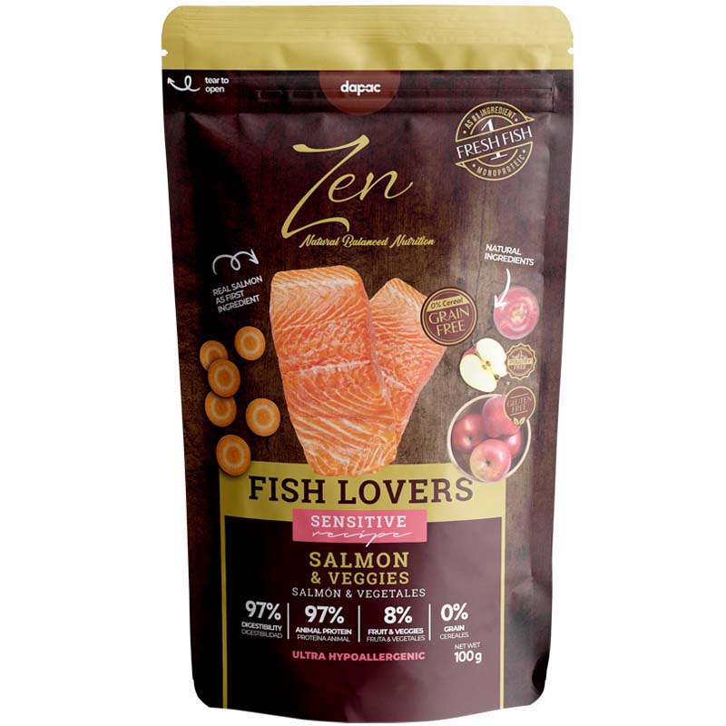 ZEN POUCHES FISH LOVERS SALMON 100 GR 12 UDS